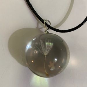 Dandelion Seed on a Black Cord 18-20 inch Necklace